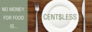 No Money for Food is...Cent$less (empty plate with fork and knife)